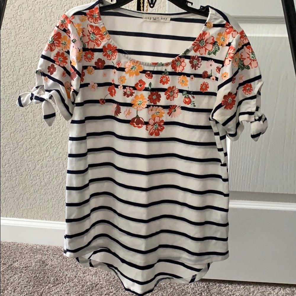Girls striped flowery blouse